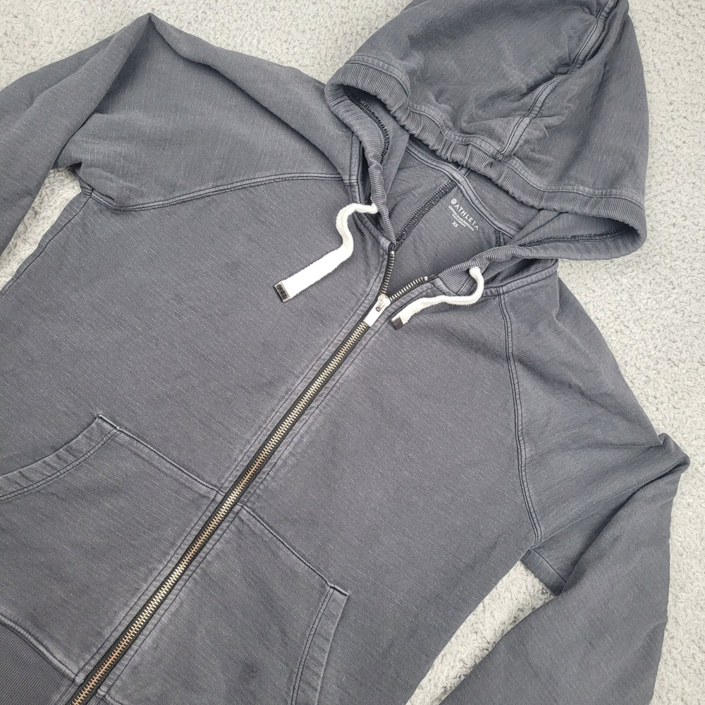 Athleta Full Zip Hoodie Sweatshirt Womens‎ Size XS Gray Cotton Blend Casual